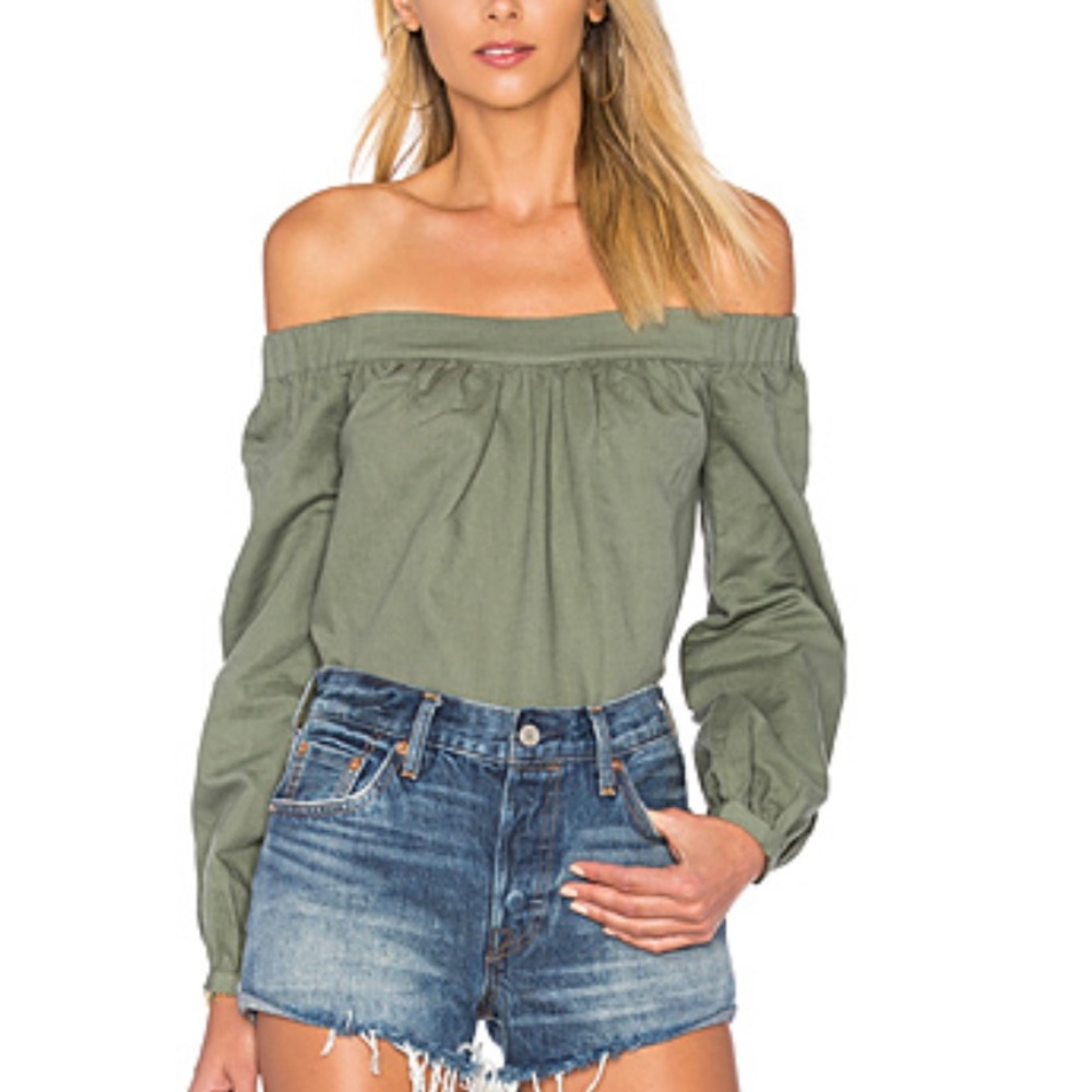Revolve l’academie green off the shoulder top